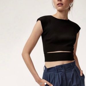 Wilfred Aritzia Yacine cut out t shirt black